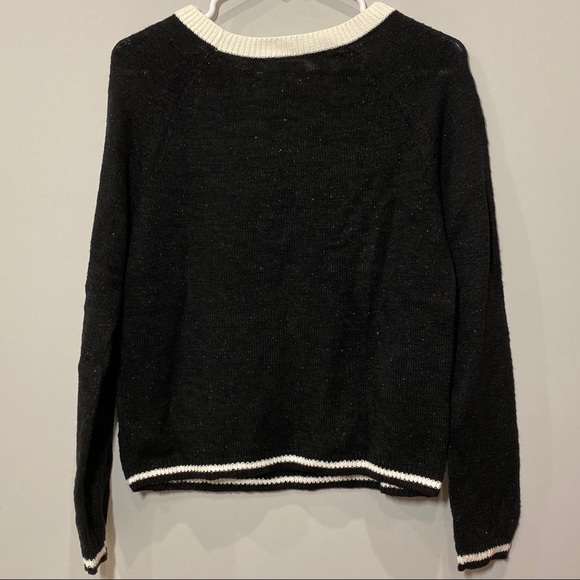 2/$18 Justice Sweater Black and White “cute” Knit Girls XL - Picture 3 of 4